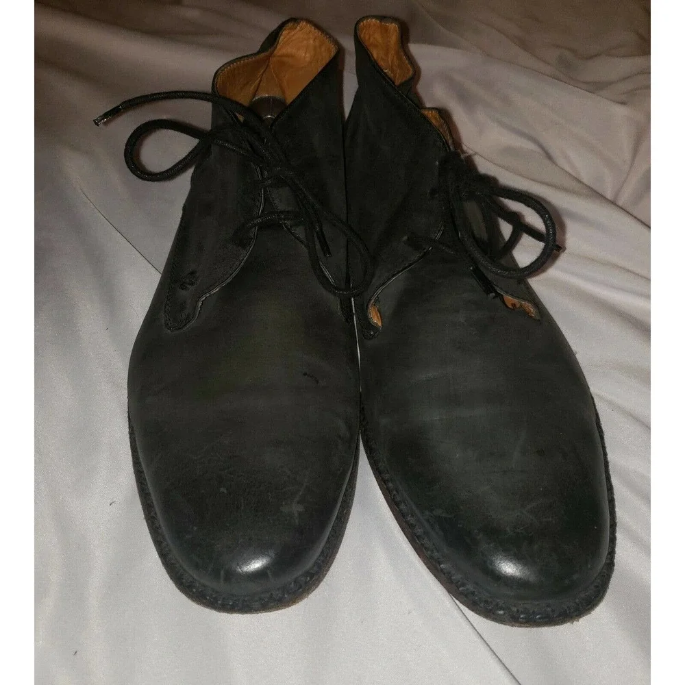 John Varvatos Men‎ Size 12 Chukka Dress Boot Leather Gray Handmade ITALY